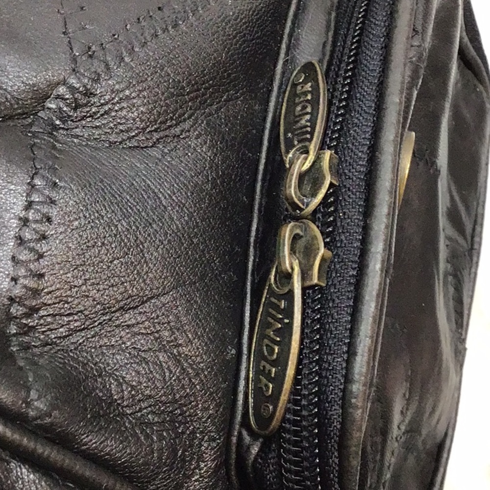 Patchwork black leather convertible backpack - image 6